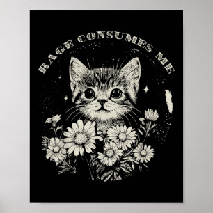 Affiche Cute Cat Rage Me Consume Drôle Sarcastique Kitten