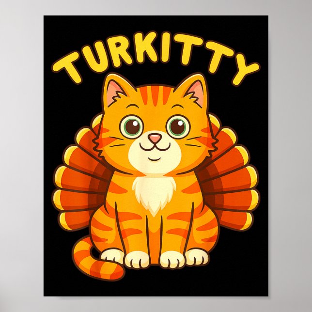 Affiche Cute Cat Turkey Funny Thanksgiving For Men Women K (Devant)