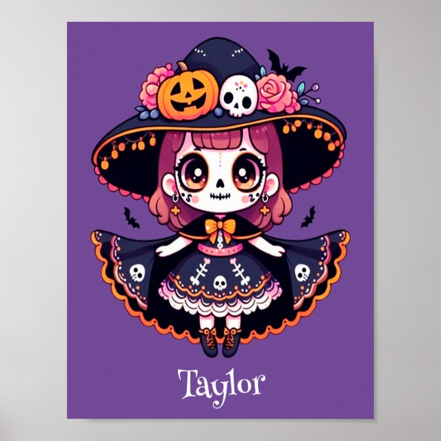 Affiche Cute catrina girl halloween personalized (Devant)