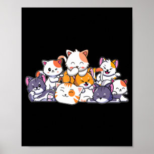Affiche Cute Cats Anime Kawaii Japonais Otaku Neko Don Wo