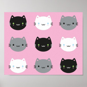 Affiche Cute Cats & Kawaii Kittens (rose)