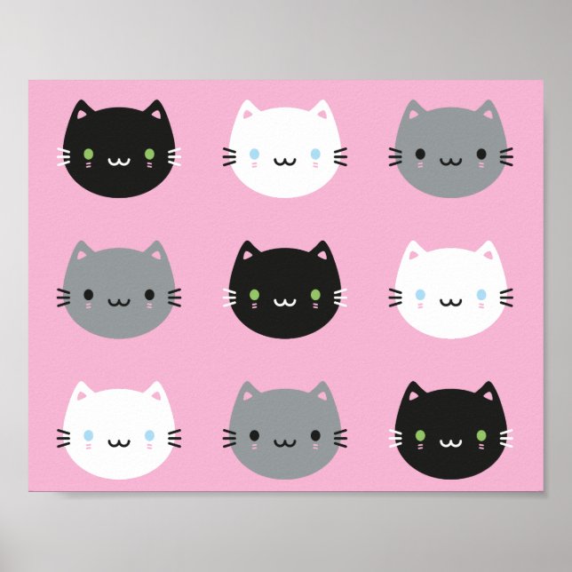 Affiche Cute Cats & Kawaii Kittens (rose) (Devant)