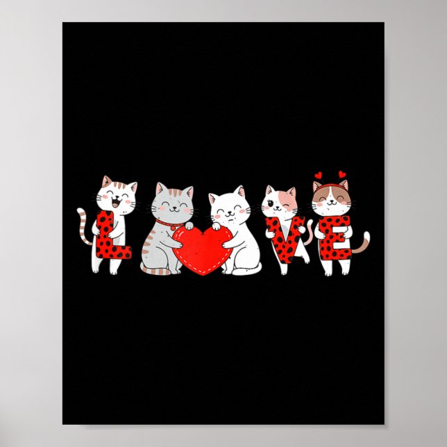 Affiche Cute Cats Love Valentine Design For Men Women Kids (Devant)