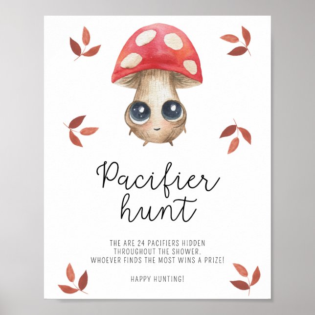 Affiche Cute champignon - chasse à la suce jeu de baby sho (Devant)