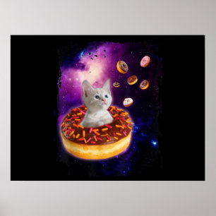 Affiche Cute Chat À L'Intérieur De Donut Dans L'Espace Ama