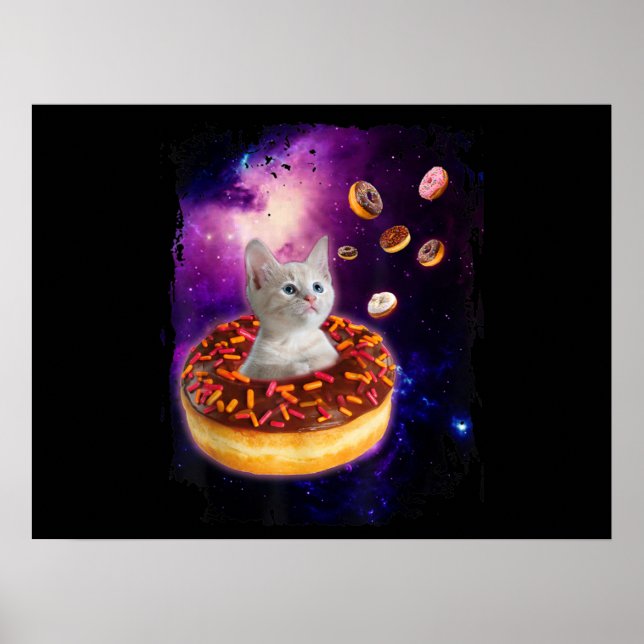 Affiche Cute Chat À L'Intérieur De Donut Dans L'Espace Ama (Devant)