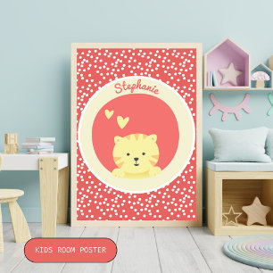 Affiche Cute Chat avec À petits pois Amusants Chambre pour
