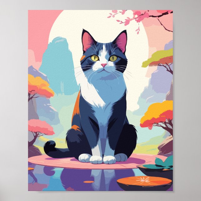 Affiche Cute chat en étang (Devant)