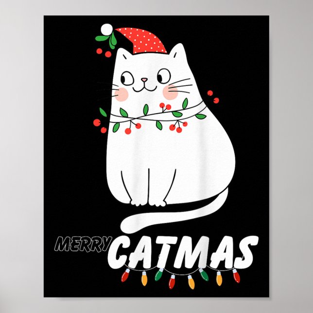 Affiche Cute Chat Merry Catmas Noël Amoureux de les chats  (Devant)