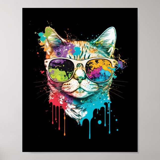 Affiche Cute chat Motif Pop Art Chat (Devant)