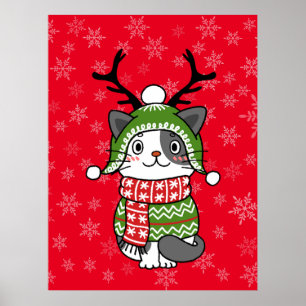 Affiche Cute Chat Noël Stocking fourchettes Galore