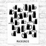 Affiche Cute Chat Noir Personnalisé<br><div class="desc">Joli petit chat noir. Art original de Nic Squirrell. Modifiez le nom pour personnaliser.</div>