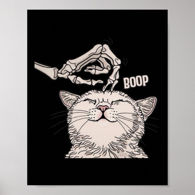 Affiche Cute Chat Squelette Halloween Femme Animaux de com (Devant)