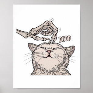 Affiche Cute Chat Squelette Halloween Femme Animaux de com