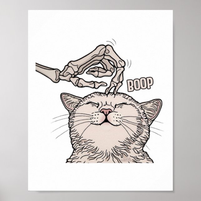 Affiche Cute Chat Squelette Halloween Femme Animaux de com (Devant)