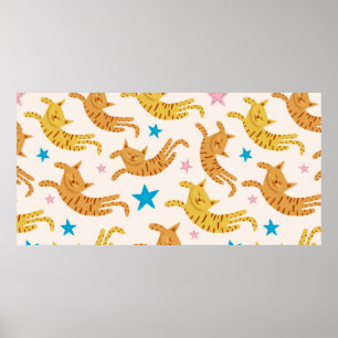 Affiche Cute chats sans soudure motif avec étoiles drague