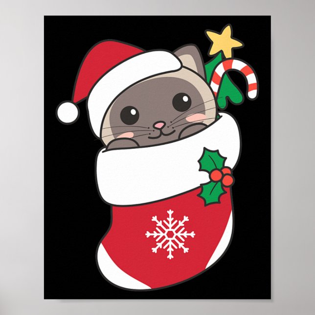 Affiche Cute Chats Siamais En Bas De Noël Pour Chris (Devant)