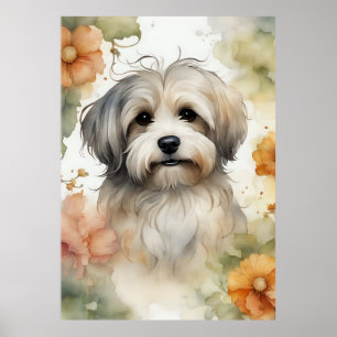 Affiche Cute chien Havanais en aquarelle