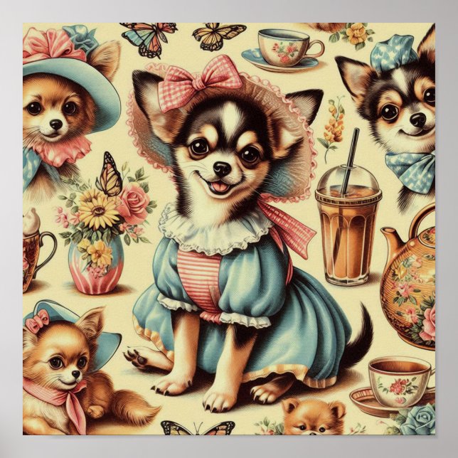 Affiche Cute Chihuahua Peinture Chiot (Devant)