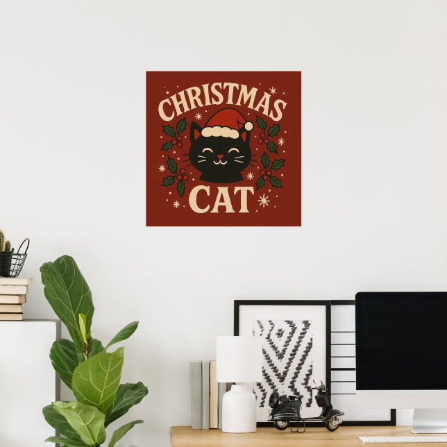 Affiche Cute Christmas cat (Bureau à domicile)