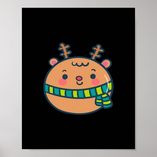 Affiche Cute Christmas Deer Festive Classic Design  (Devant)