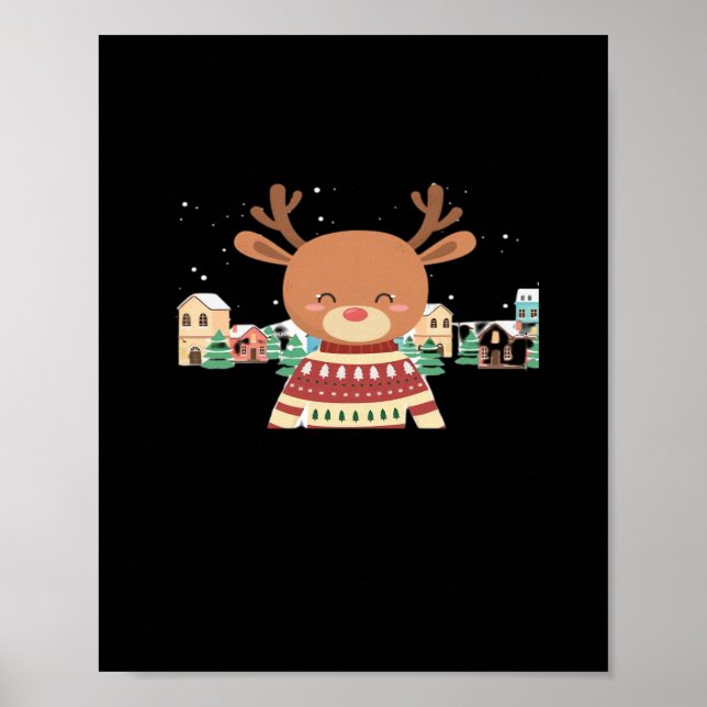 Affiche Cute Christmas Deer Minimal Design  (Devant)
