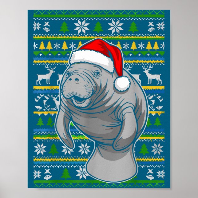 Affiche Cute Christmas Manatee Shirt, Manatee Ugly Xmas Sw (Devant)