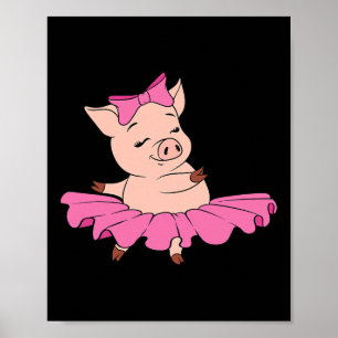 Affiche Cute Cochon Agriculture Pink Danseuse Interprète B
