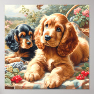 Affiche Cute Cocker Peinture Espagnole