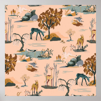 Affiche Cute & Colorful Animal & Unicorns Pattern