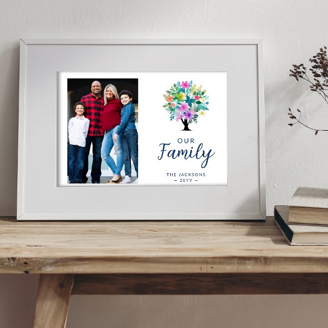 Affiche Cute Colorful Floral Family Tree (Cute Colorful Floral Family Tree Poster.)
