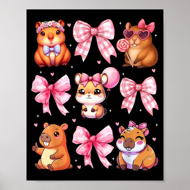 Affiche Cute Coquette Bow Capybara Pajamas Pjs Clothes Gir (Devant)