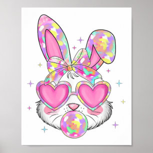 Affiche Cute Coquette Bow Jour de Pâques Lapin Oreille Gir
