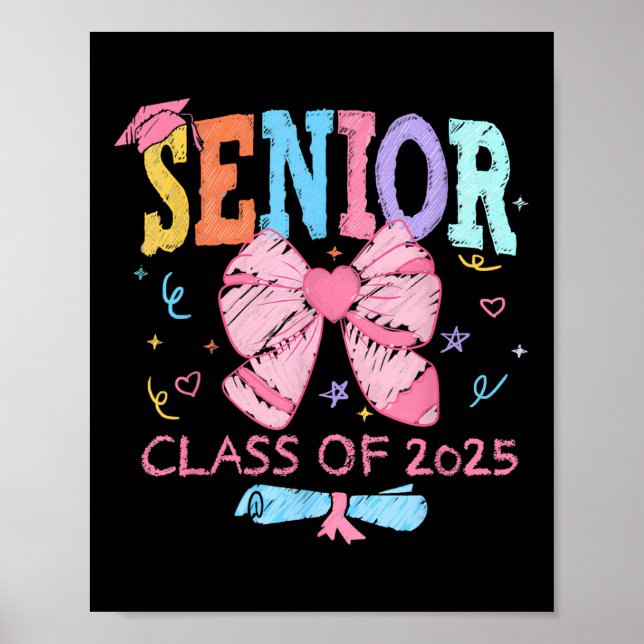 Affiche Cute Coquette Bow Senior 2025 Cl De 2025 Graduatio (Devant)