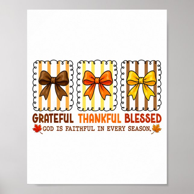 Affiche Cute Coquette Christian Fall Bow Grateful Thankful (Devant)