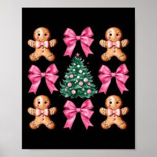 Affiche Cute Coquette Pink Bow Xmas Gingerbread Homme Chri