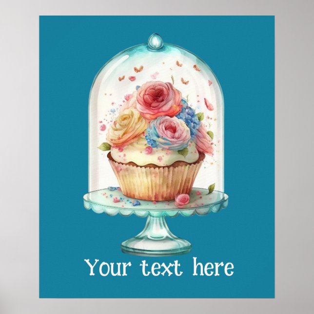 Affiche Cute cupcake frais ajouter du texte entreprise (Devant)