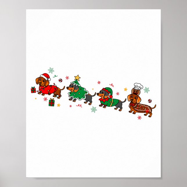 Affiche Cute Dachshund Christmas Parade Christmas  (Devant)