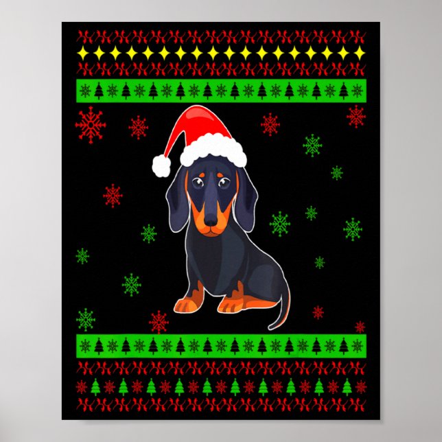 Affiche Cute Dachshund Long Dog Mom Merry Xmas New Year  (Devant)