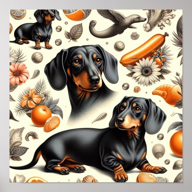 Affiche Cute Dachshund Motif (Devant)