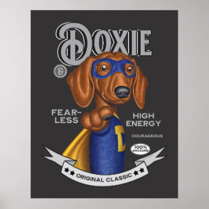 Affiche Cute Dachshund Superhero