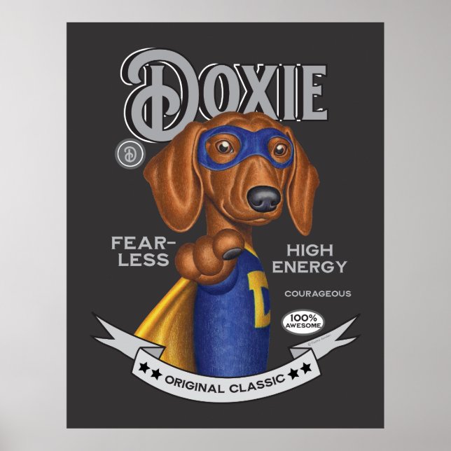 Affiche Cute Dachshund Superhero (Devant)