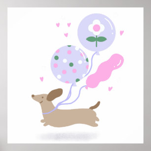 Affiche Cute Dachshund Weiner Amoureux des chiens Party ro