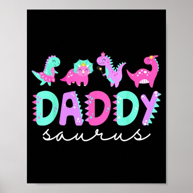 Affiche Cute Daddy Saurus Dad Dinosaur Birthday Boy Girl F (Devant)