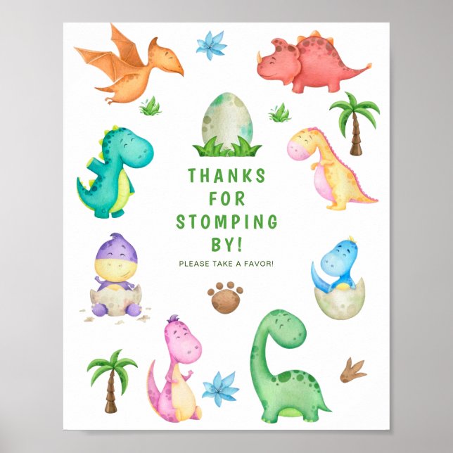 Affiche Cute Dinosaur Spinosaur fête d'anniversaire (Devant)