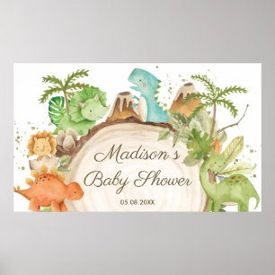 Affiche Cute Dinosaures 1er Baby shower d'anniversaire