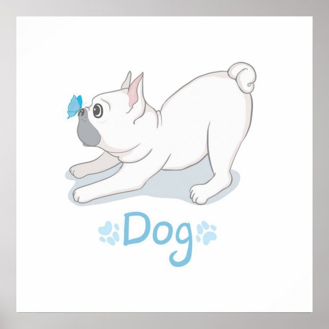 Affiche Cute Dog Gift | Funny Dog With Butterfly (Devant)