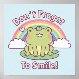 Affiche Cute Dont Froget To Smile Frog
