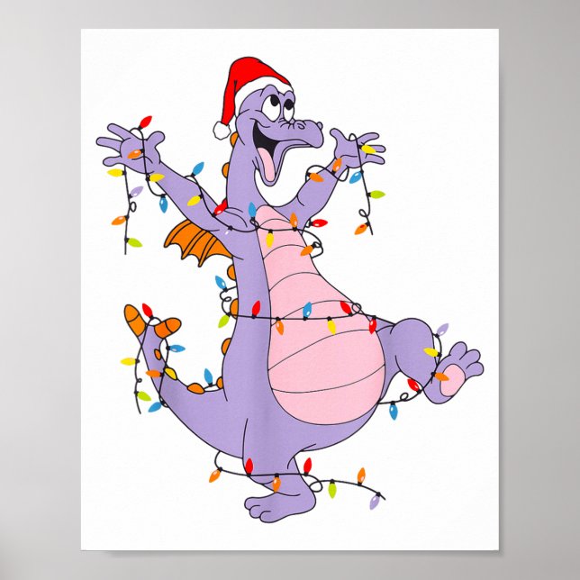 Affiche Cute Dragon Christmas Lights Santa Hat Animal Men  (Devant)