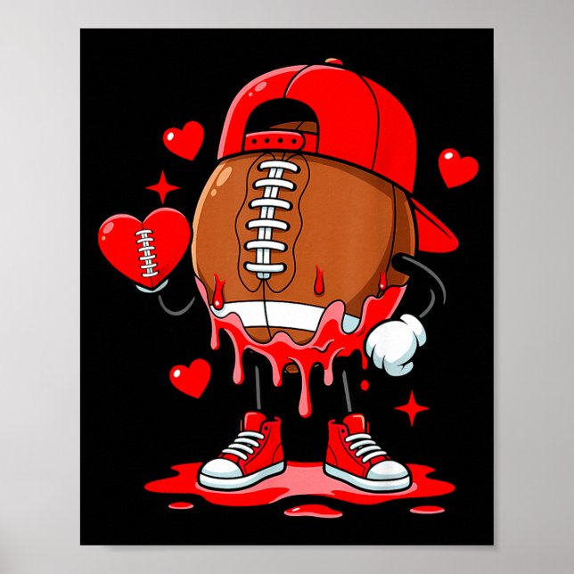 Affiche Cute Dripng Football Lover Heart Valentines Day Bo (Devant)